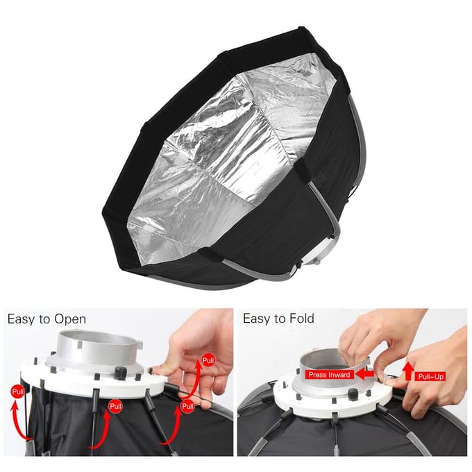 TRIOPO 55cm Octagon Softbox + Soft Cloth Bowens Mount voor Studio Flitslicht 55cm white