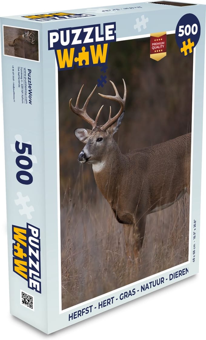 Puzzel Herfst - Hert - Gras - Natuur - Dieren - Legpuzzel - Puzzel 500 stukjes