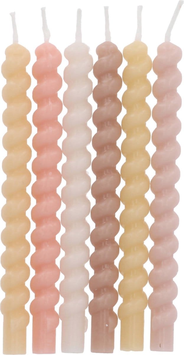 Folat - Kaarsjes twister pale pastel 10 cm (12 stuks)