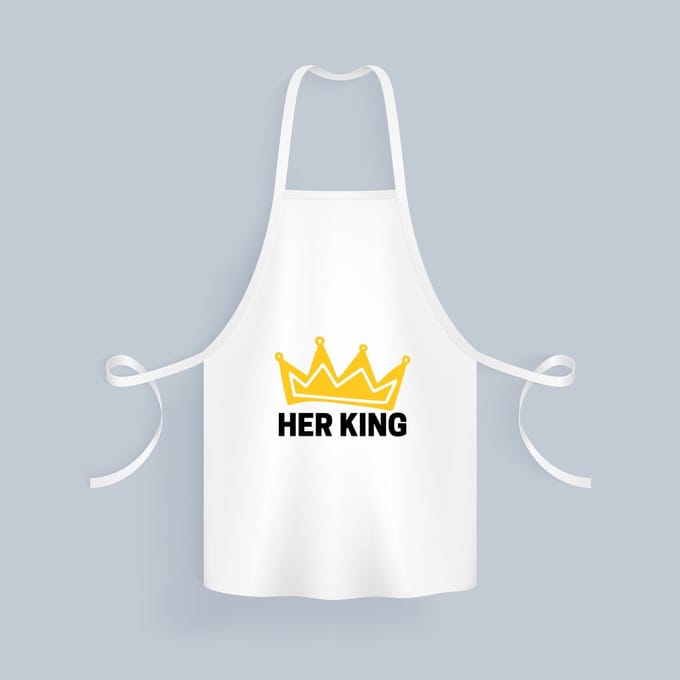 Akyol - her king Keukenschort - Verjaardag - haar - hem - grappige tekst - 82 bij 71 cm
