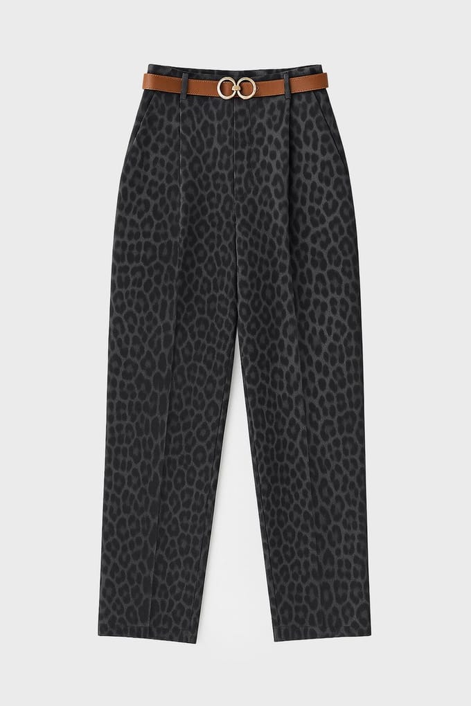 Touché Privé - Carrot fit broek met luipaardprint - Grijs - Dames