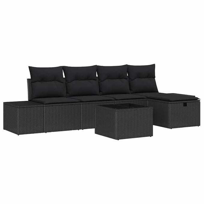 vidaXL - Bankstel - 5 - st - poly - rattan