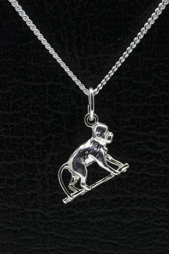 Zilveren Aap ketting hanger - 2