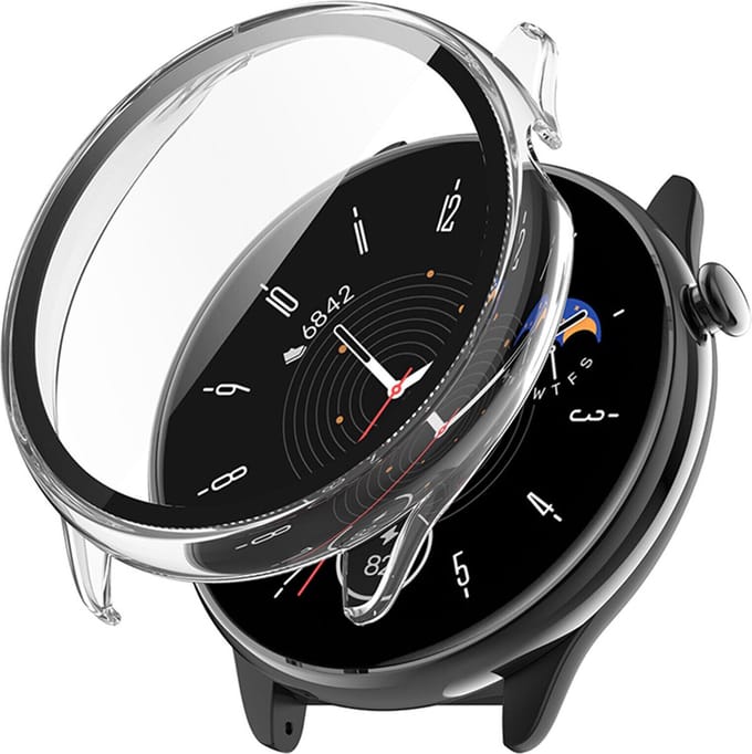 Strap-it Hard case hoesje met glasplaatje - geschikt voor de Amazfit GTR Mini - transparant