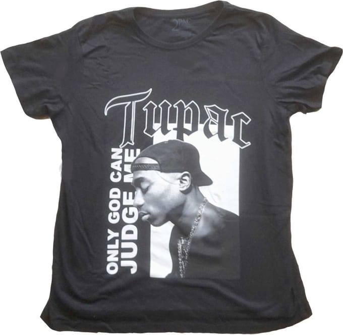 Tupac - Only God Text Dames T-shirt - M - Zwart