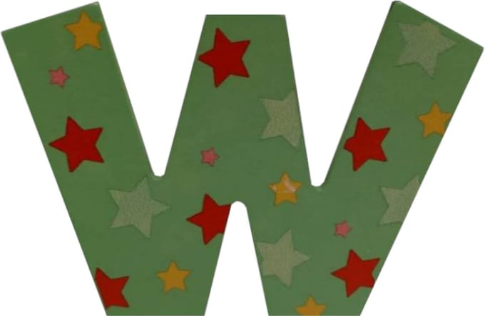 Decoratieletter - W - Hout - 7cm - Groen