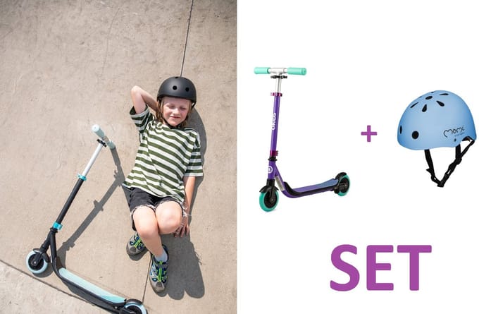 Kinderloopfiets - kinderstep - step - paars - aluminium. Vanaf 3 jaar + veilgheidshelm - Kleur: blauw - Maatverstelling: 48 - 55 cm