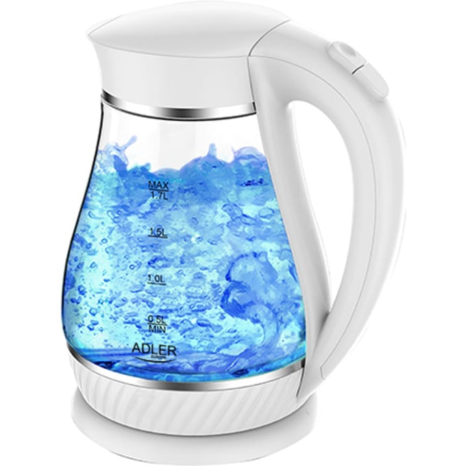 Waterkoker Glas 1,7L, 2200W, LED, Roterende Basis, Modern Design, Snel Kokend Water