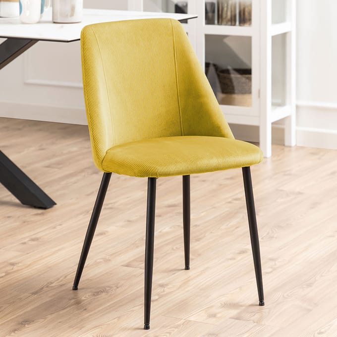 Smuk Ribstof Eetkamerstoel Lily Geel
