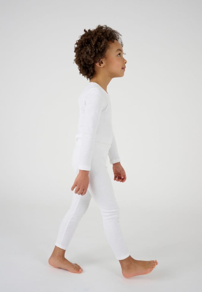 Damart - Lang ondergoed Thermolactyl, fleece ribboorden - Kinderen - Wit - 4 JAAR