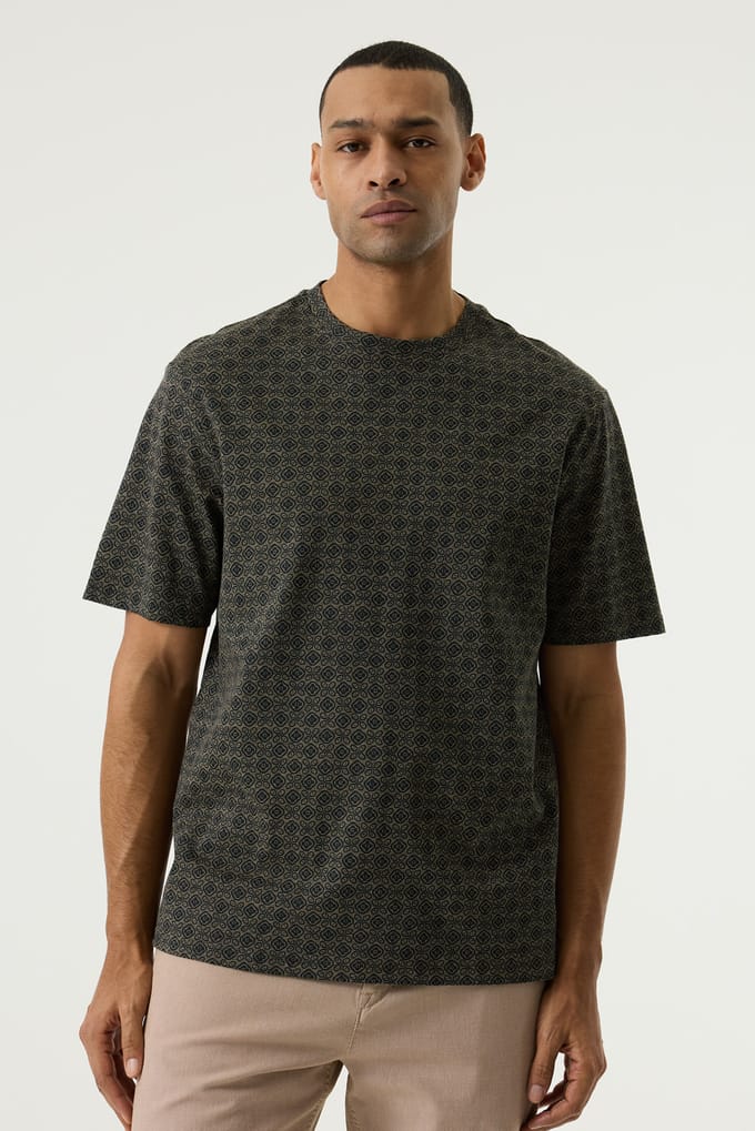 GARCIA Heren Print T-shirt Groen Korte mouw