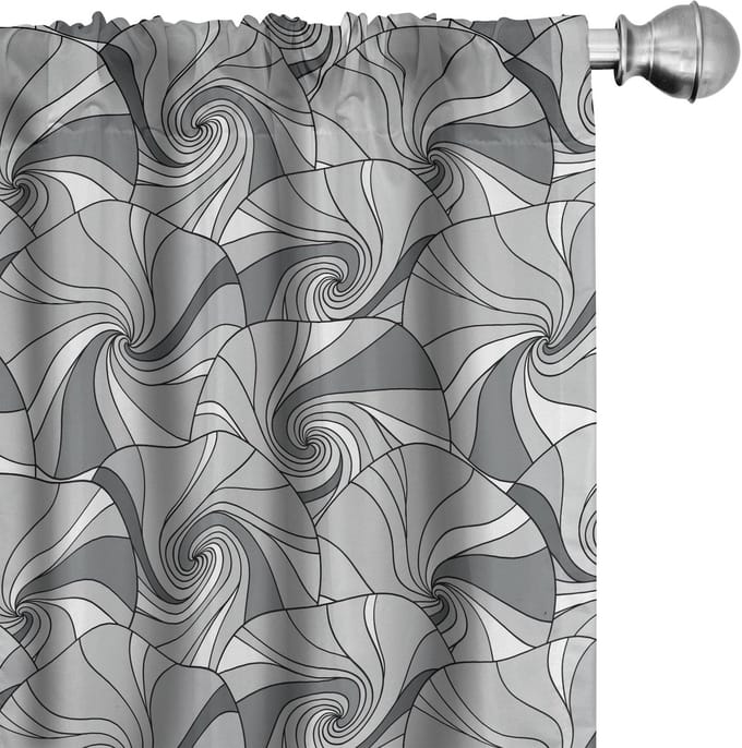 ABAKUHAUS Grijze gordijnen – Doodle Cirkel – 2x75x225 cm – Microvezel