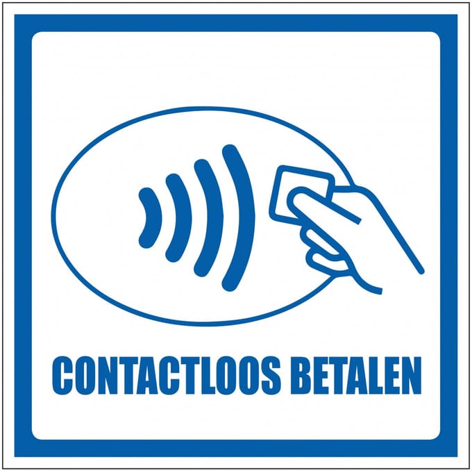 Contactloos betalen sticker 150 x 150 mm