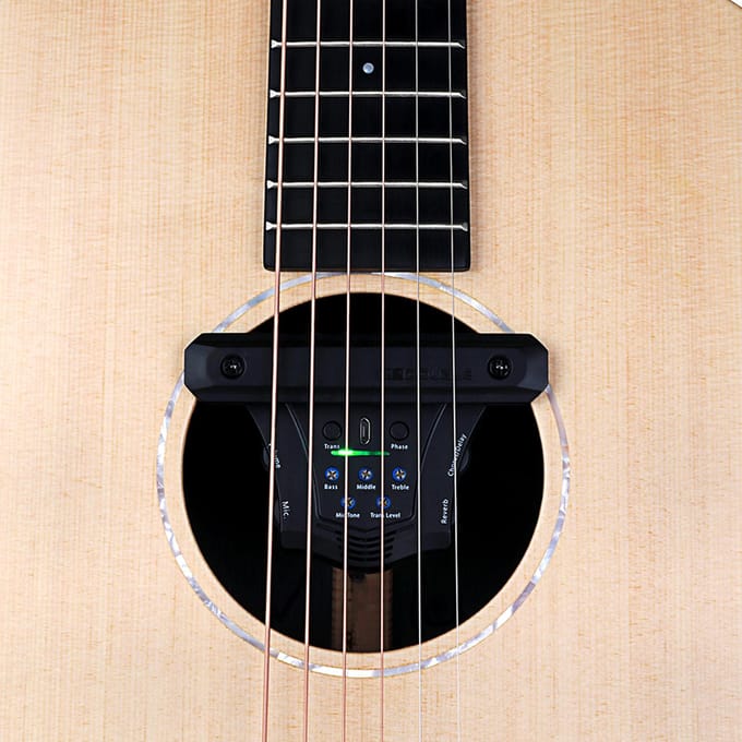 Dubbele G0 Gitaar Pickup Resonantie Pickup Elektrische Basgitaar Voorversterker Spoel Klankgat Pickup zwart