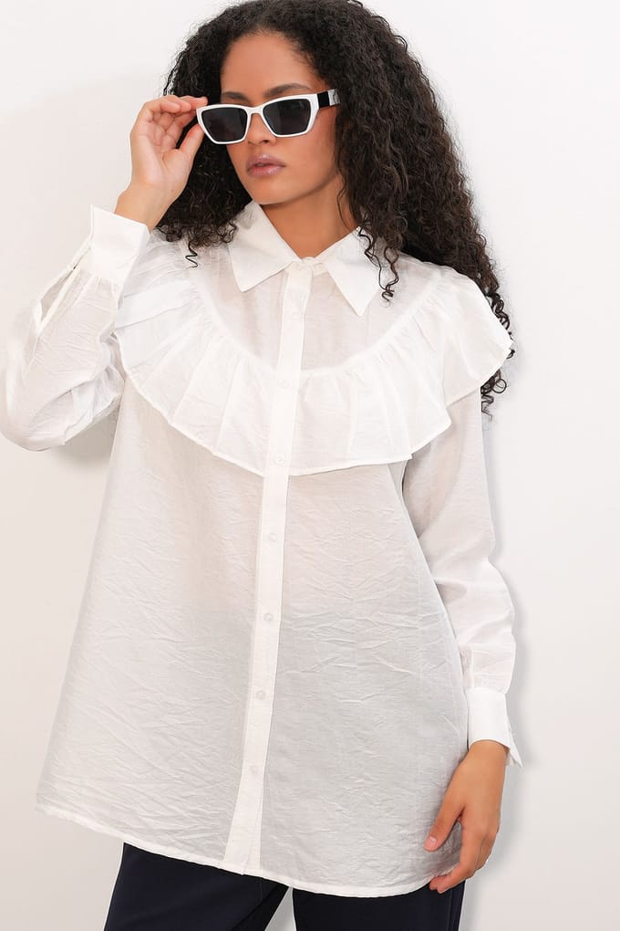 Lange Ontspannen Textuur Blouse