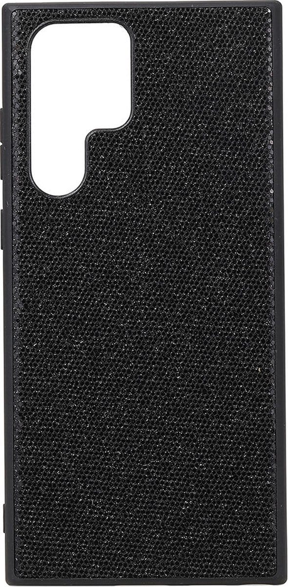 Shop4 - Samsung Galaxy S22 Ultra Hoesje - Harde Back Case Glitter Zwart