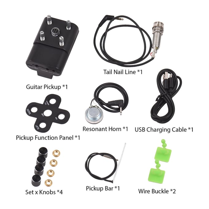 Gitaar Pickup Klassieke Gitaar Pickup Vibratie Pickup met BT Ingebouwde Drum Machine Metronoom zwart