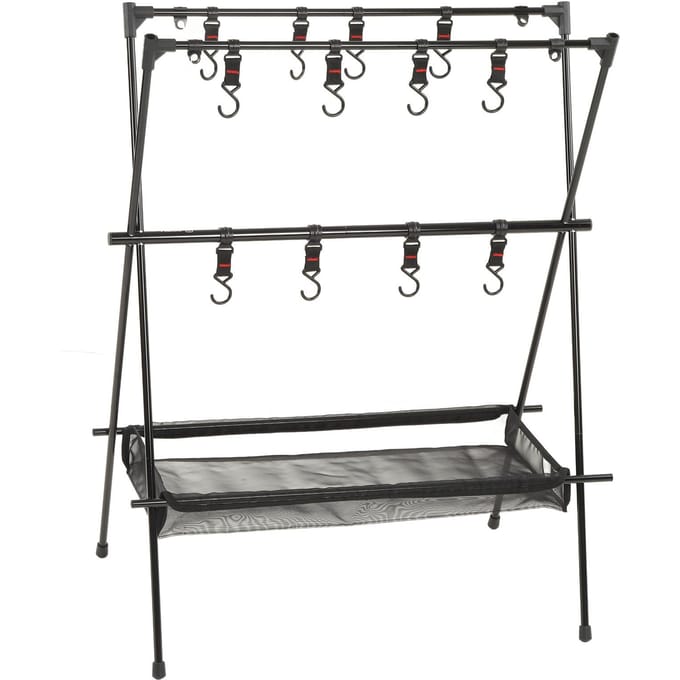 Buiten Camping Hangrek Buiten Draagbaar Dubbellaags Campingrek met Mesh Zak black