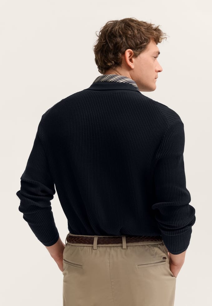 Bugatti Herren Gebreid vest met knoopsluiting en polokraag