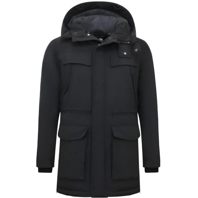 Lange Heren Parka Jas met Capuchon - 891- Zwart