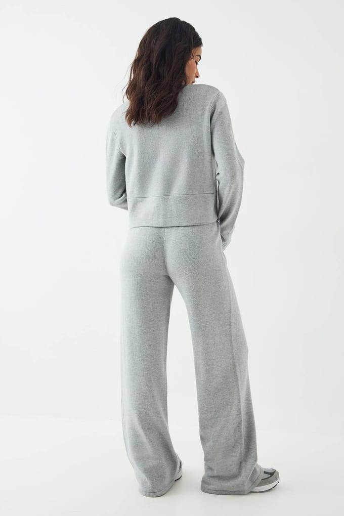 Dames DSGN Studio Gebreide Rechte Pijp Broek | Charcoal | Maat: 2XL