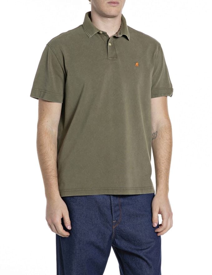 Replay Casual groen poloshirt
