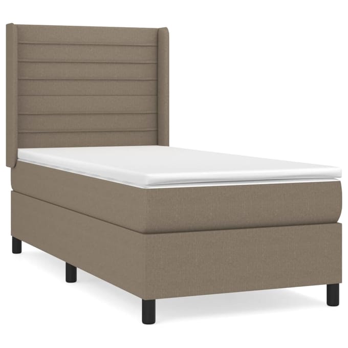 vidaXL - Boxspring - met - matras - stof - taupe - 100x200 - cm