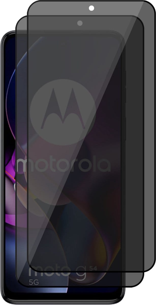 Privacy Screenprotector geschikt voor Motorola Moto G54 - 2x Volledig Dekkend Glas Screen Protector