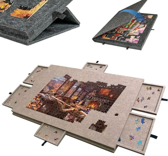Legpuzzelbord - Puzzelmat - Puzzels Maken - Met 6 Laden - 1500 Stukjes - Donker Camel