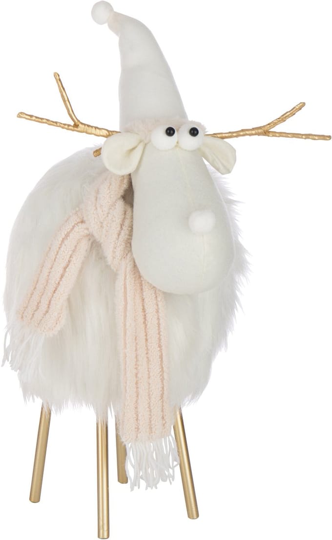 J-Line figuur Rendier - polyresin - wit/beige - large