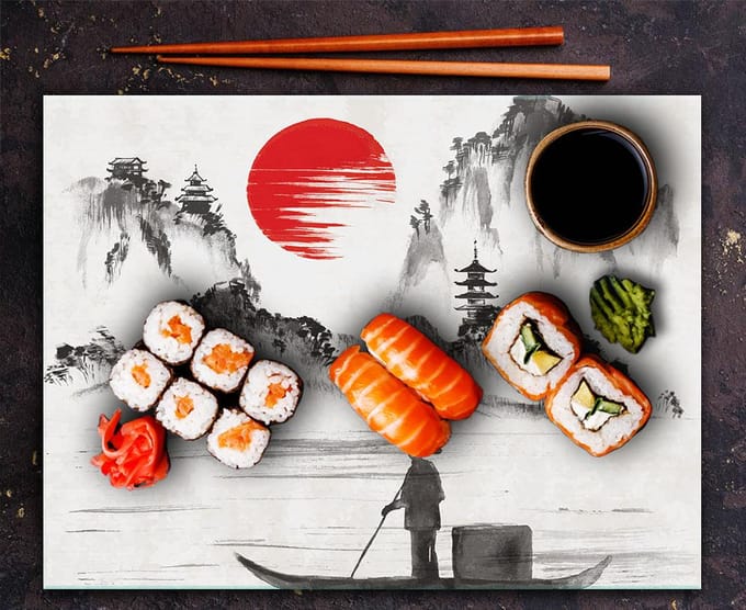 TMK ArtDeko - Snijplank - Glas - 40x30 cm - Japanse stijl