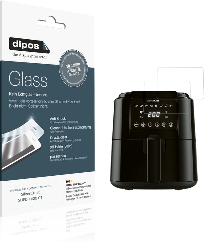 dipos – 2x Pantserfolie geschikt voor SilverCrest SHFD 1400 C1 | 9H Screenprotector