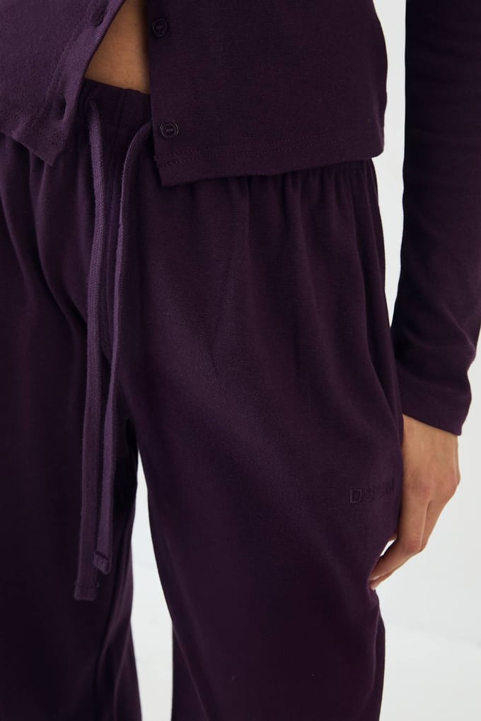 Dames DSGN Studio Wide Leg Broek | Aubergine | Maat: Medium
