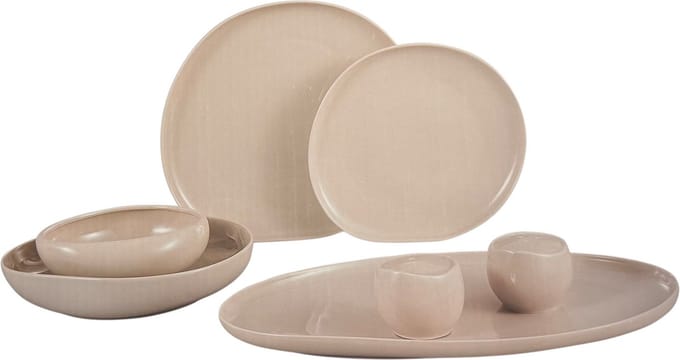 Almina Wave Biscuit - Porseleinen Serviesset - 27-delig - Crème - 6-Persoons - Dinerset