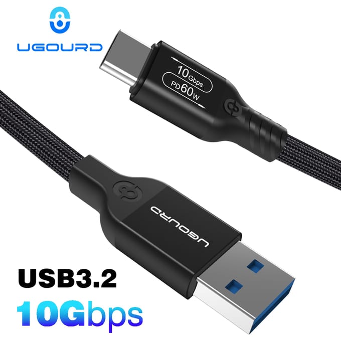 UGOURD USB 3.2 3.1 Gen2 10Gbps USB-A naar Type C Kabel USB-C Gegevens Transfer Kabel 60W Snellaadkabel voor USB HUB SSD Box