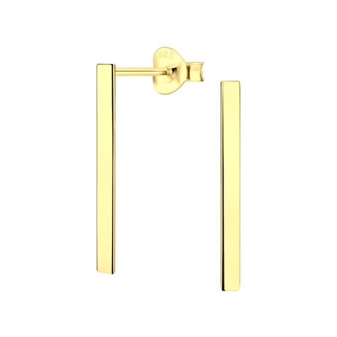 Joy|S - Zilveren Bar/ Staaf oorbellen - 2 x 20 mm - gold plated