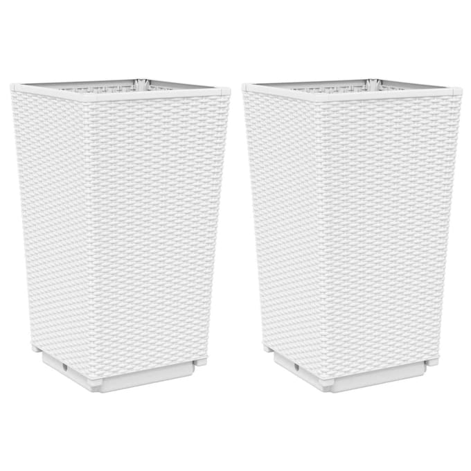 vidaXL - Plantenbakken - 2 - st - 32,5x32,5x57 - cm - polypropeen - wit