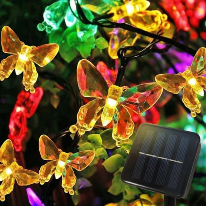 Solar Vlinder Lichtsnoer Buiten - 8 Meter Sfeerverlichting met 40 LED's en 8 Lichtstanden