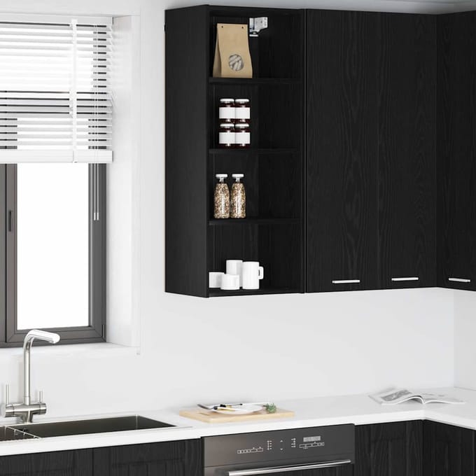 vidaXL - Hangkast - Zwart - eiken - 40 - x - 29,5 - x - 100 - cm - Bewerkt - hout