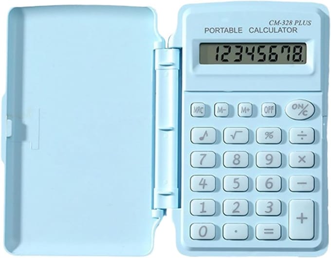 Zakrekenmachine - Rekentool Deksel - Snel Berekenen - Draagbaar Compact - 10x6cm - Lichtblauw