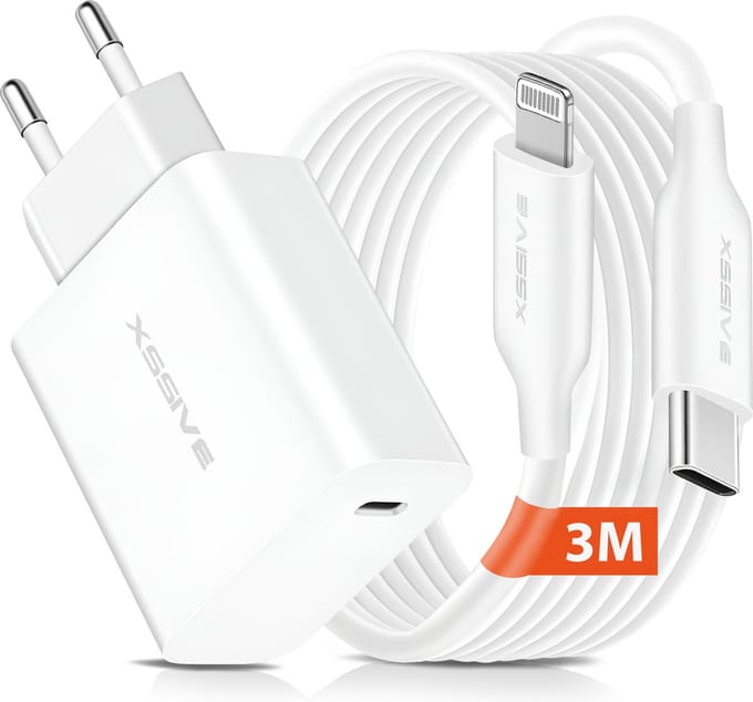 Snel Lader Geschikt voor Apple Lightning, iPhone Snellader - 3 Meter