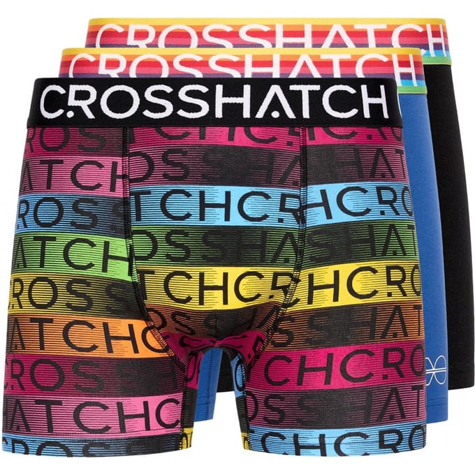 Crosshatch Heren Rainbow Mix Boxershorts (Set van 3) (Zwart)