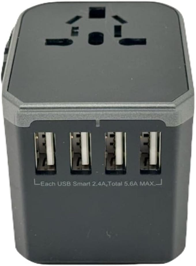Thuys – 28W Wereld Adapter – 4USB Type – C Multifunctionele Snellader – Zwart