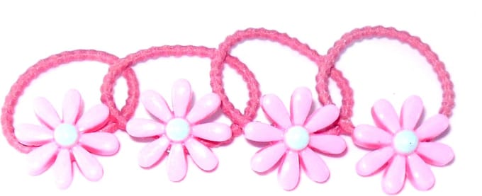 Elastiek met bloem roze-lichtblauw