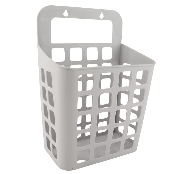 Wandgemonteerde wasmand voor thuisbadkamer (middelgroot, grijs) grijze kleur
