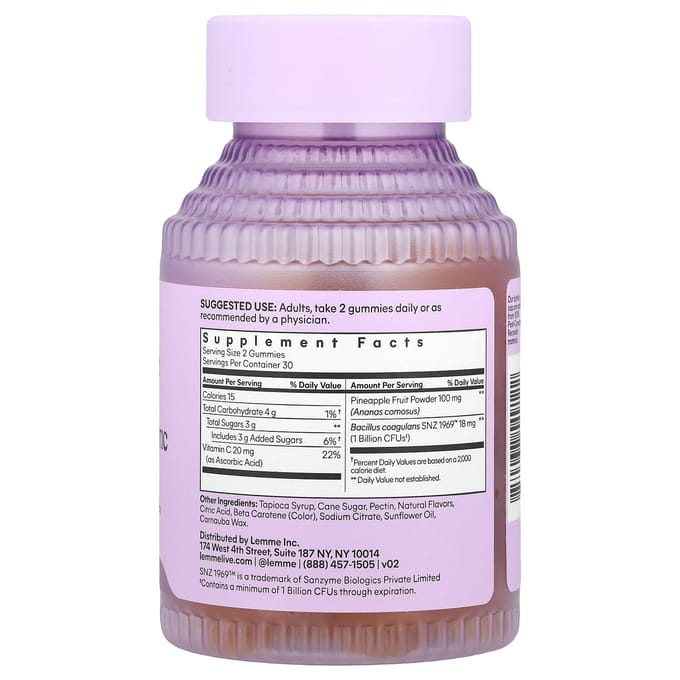Purr, Vaginale Probiotica Gummies, Ananas, 60 Gummies