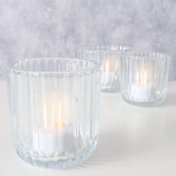 Theelichthouder glas transparant set a 3