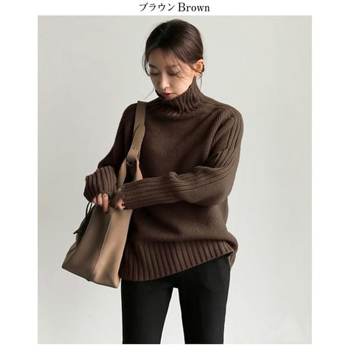 Mode Femmes Automne et Hiver Imprimé Tricoté Col Haut Manches Longues Pull Pull Décontracté OneSize