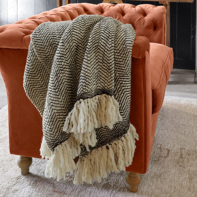 LOBERON Plaid Kerenza crème/bruin