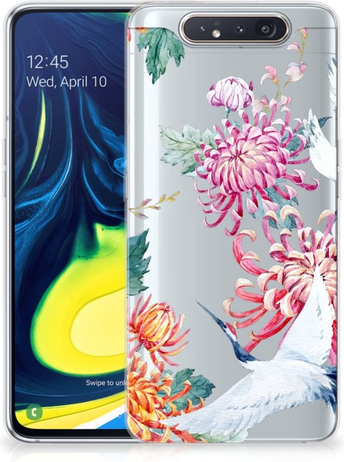 Samsung Galaxy A80 TPU Hoesje Bird Flowers